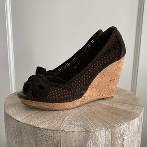 Nine West Eyelet Suede Cork Wedges